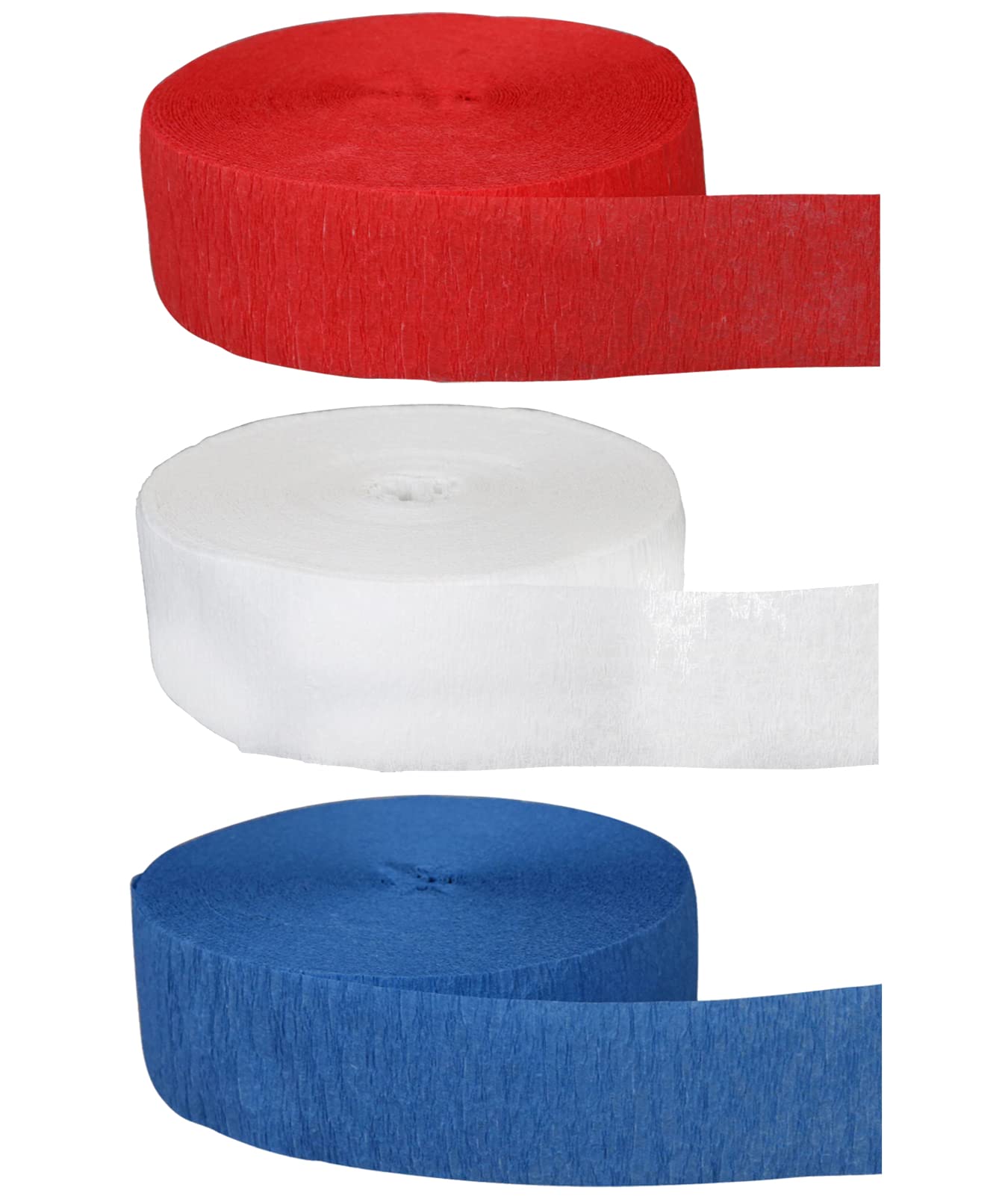 Serpentins en papier crépon rouge blanc bleu de 45m pour fête patriotique