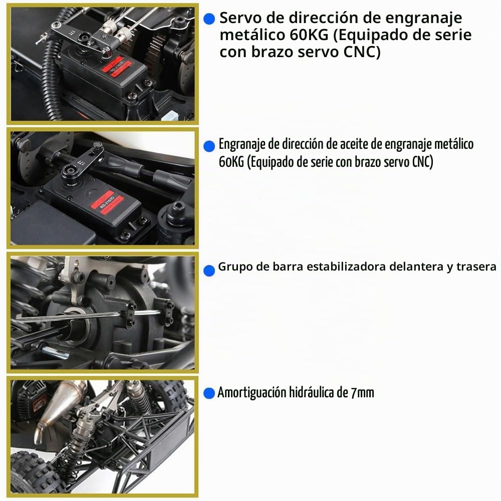 1/5 Escala 2.4G Coche De Control Remoto 4WD Vehículo Todoterreno con Control Remoto 32CC Coche RC con Combustible Inversión con Un Solo Clic Carreras Todo Terreno Hobby para Adultos Regalos