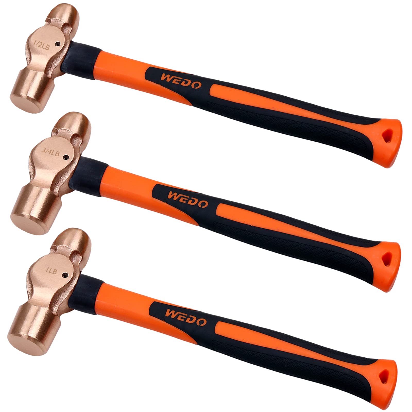 WEDO Edelstahl Kugelhammer 340g - Rostfreier Hammer Mit Edelstahlgriff 280mm