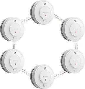 X-Sense Wireless Interconnected Battery Powered Smoke Detector Fire Alarm with Over 820 ft Transmission Range, SD19-W, Pack of 6