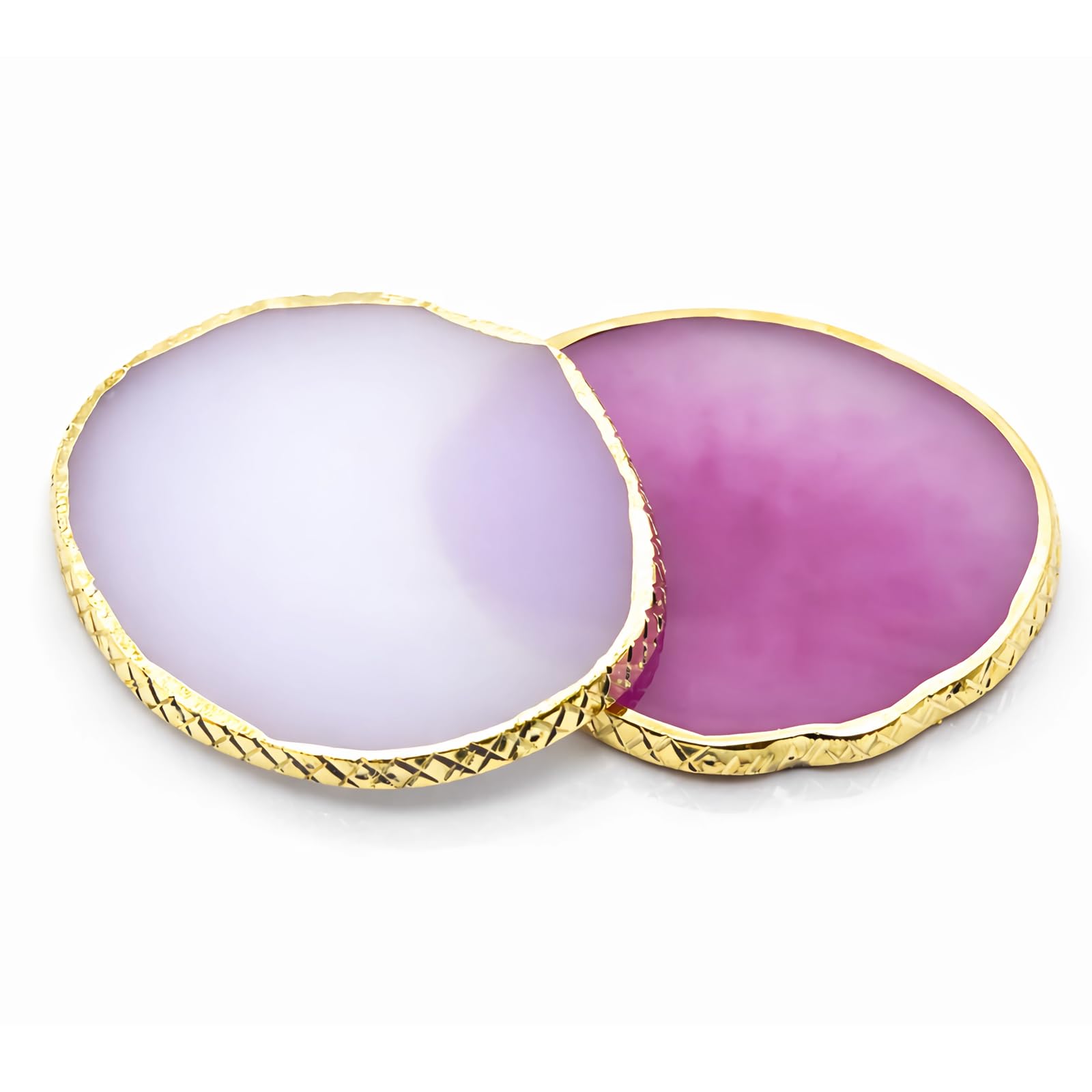 Resin Nail Art Palette for Gel Polish, Nail Mixing Palette with Gold Edge, Nail Polish Color Mixing Board for Acrylic, Gel, Painting, Makeup, Nail Art Tools for Salon and DIY (White+Purple)