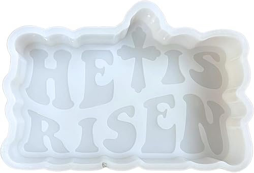He is resucitado Christian Saying Quotes Car Freshie Molde de silicona Cruz 3 x 4.25 x 1.2 pulgadas Molde religioso Jesús con palabras para cuentas