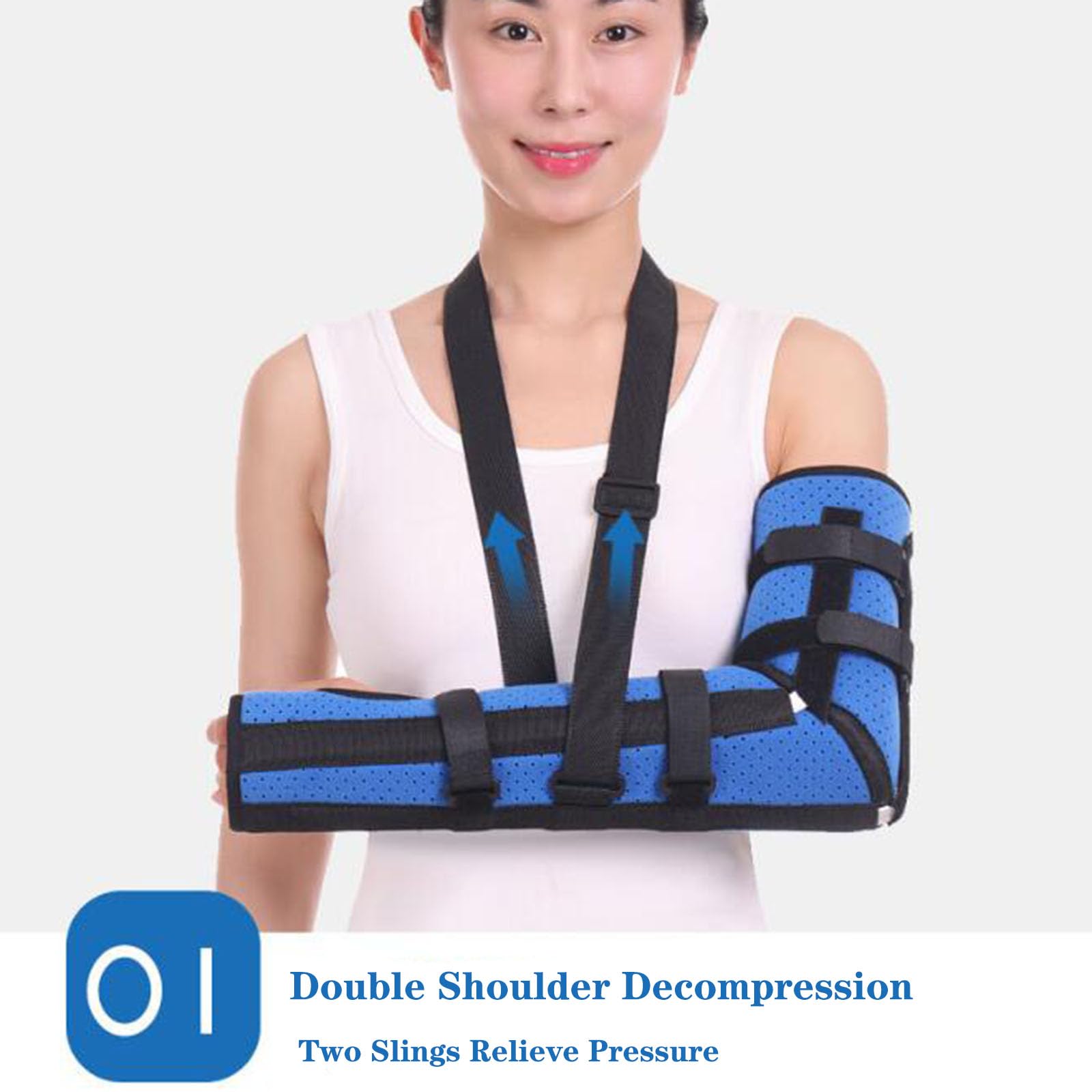 SFKLYU Cabestrillo Brazo Lesiones Hombro Cabestrillo Brazo Rotador Dislocación Codo Acolchada Ajustable y Soporte Esguince, Cabestrillo Inmovilizador Hombro Hombres Mujeres Correas Soporte Brazo,L
