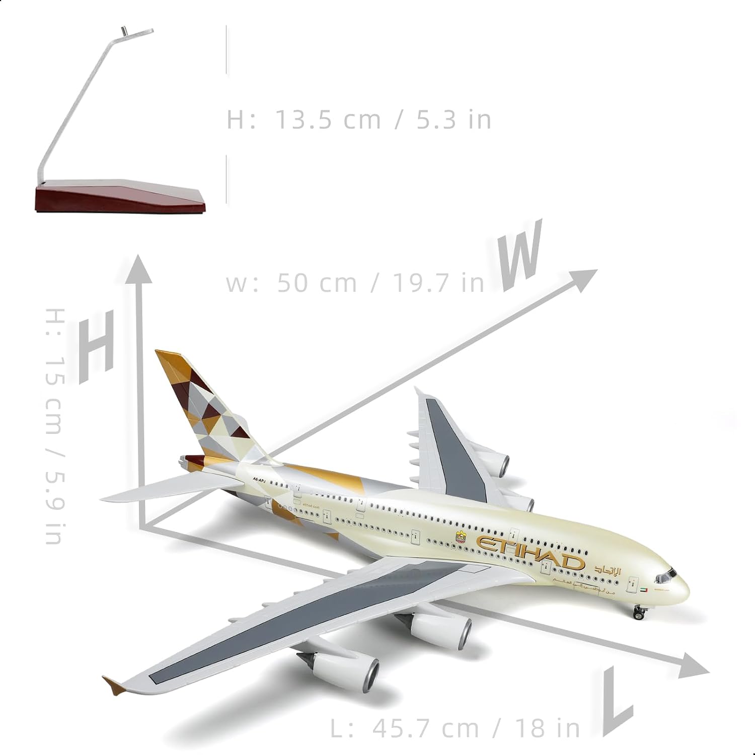 A380 1/160 Large Scale Airplane Model (18 inch L)