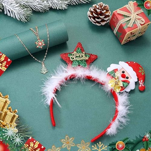 Miniatura 2 de LUDRESS Diademas de Navidad con diadema de Papá Noel para el pelo de Navidad para mujer 3 en 1