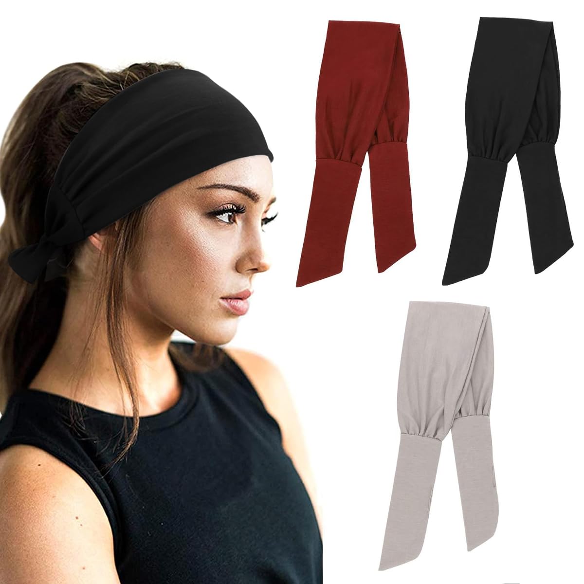 MAYCREATE® 3Pcs Headband for Women, Elastic Hair Bands for Women, Fashion Tie-back Head Bands for Women Hair Bands, Adjustable Wide Sweat Sports Headbands for Yoga Fitness (3 Colors) (B0D93YC63N) Amazon Price History, Amazon Price Tracker