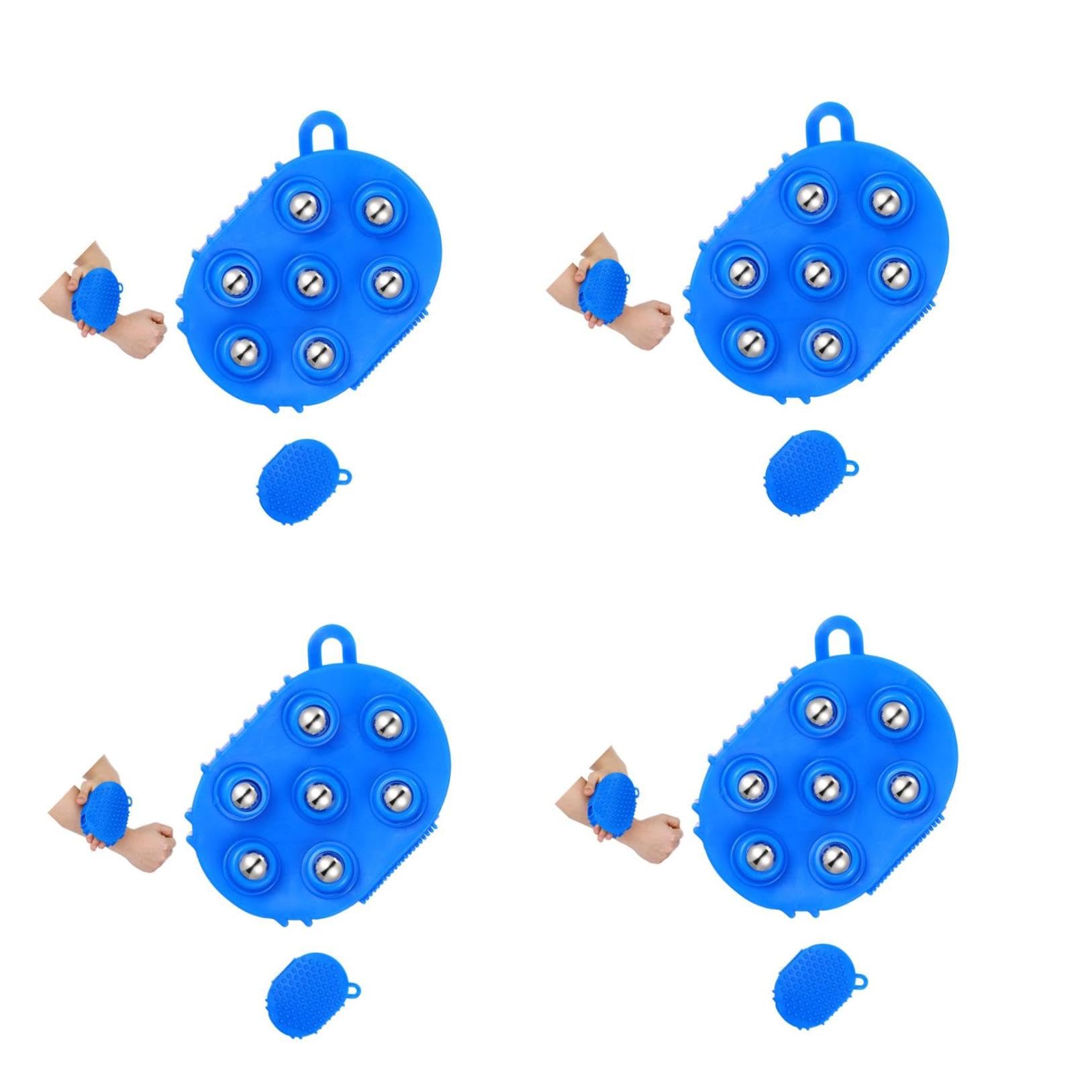 Veemoon 4-Teiliges Handmassagegerät Mit Rollenkugeln Massagehandschuhe Zur Faszien- Und Muskelentspannung – 360° Drehbare Metallkugel – Tragbares Massagegerät Für Den Ganzen Körper