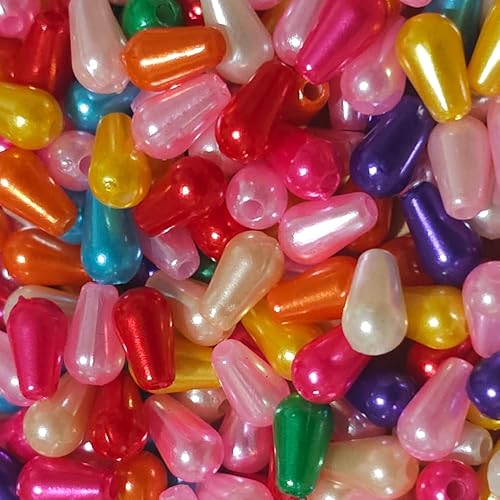 100 cuentas sueltas de lágrima de 0.236 x 0.394 pulgadas, cuentas de perlas de gota de agua para bricolaje, joyería de cuentas de imitación ABS