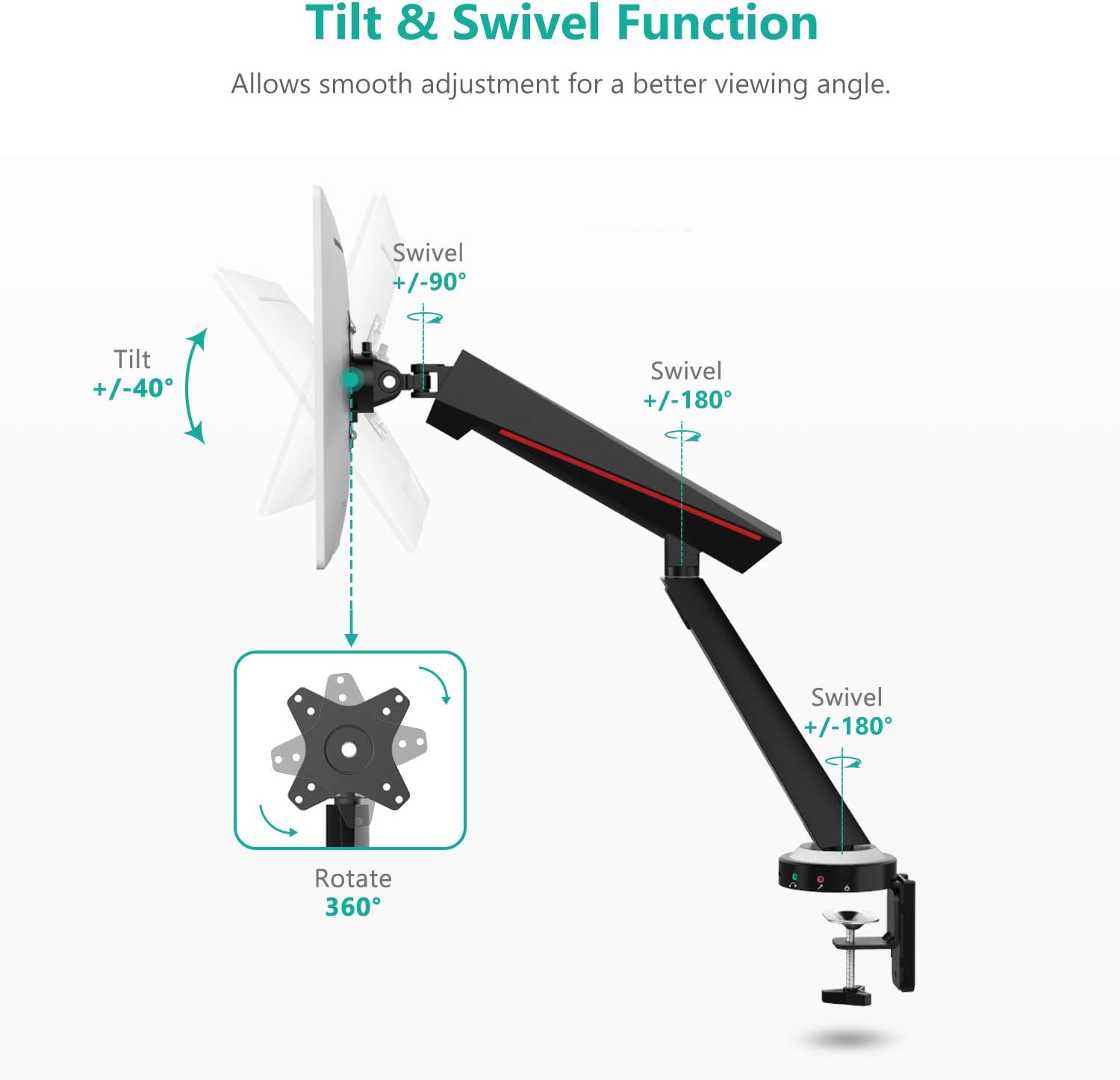 Gеt Pорulаr оƒƒеr WALI Single Gaming Monitor Mount Stand, Single Arm, Mechanical Spring Assisted, Fully Adjustable, Fit One Screen 17 to 32 inch, 17.6 lbs (GAMU001), Red Black