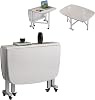 Foldable Dining Table, Drop Leaf Dining Table with Lockable Casters, Space Saving, Expandable Dinner Table, Foldable, Extendable Dining Table, Dining Set for 2 People, Dining Table for 4 to 6 People