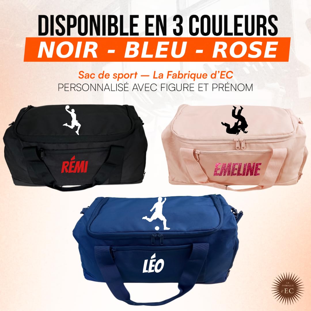 Sac de Sport Multi Sports personnalisé Motif Foot Basket Handball Judo Tennis Prénom