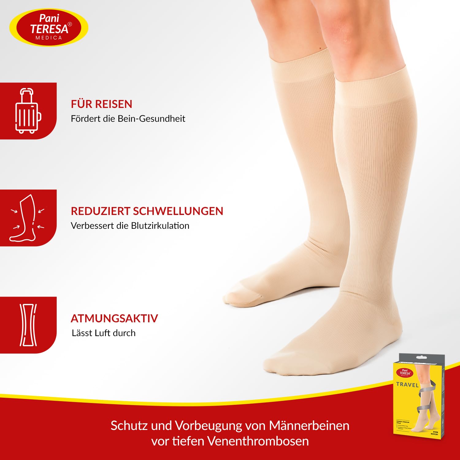 Kompressionsstrümpfe Herren Medizinische Stützstrümpfe Knielange Kompressionssocken Männer Thrombosestrümpfe Reisestrümpfe 13-21 mmHg Für Reise Flug Sport Rad Fahren Laufen