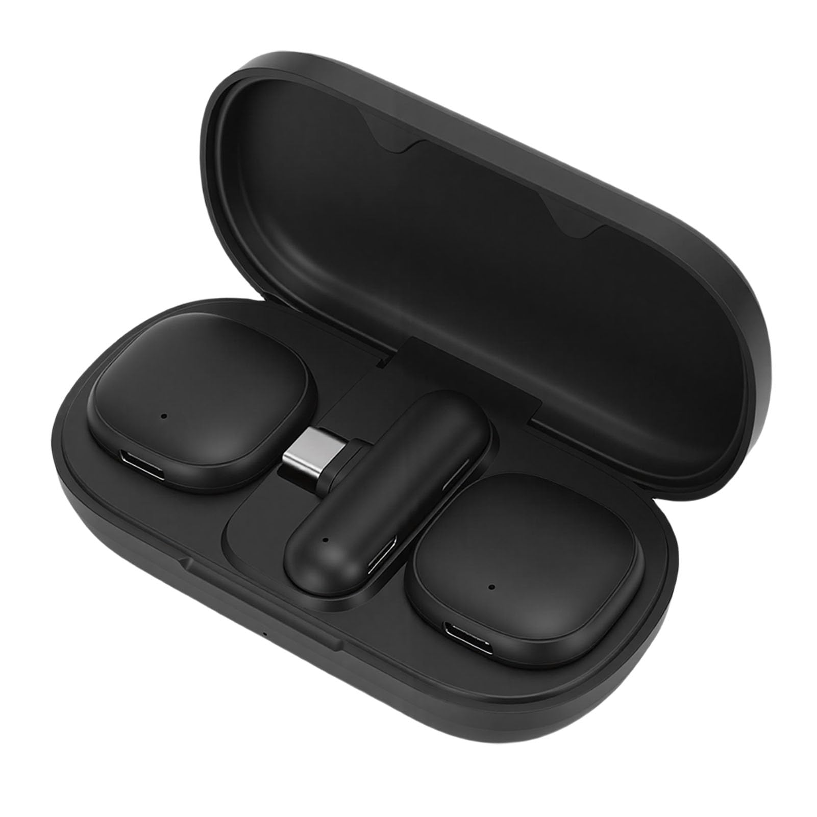 Microfoni Lavalier wireless precisi con cancellazione del rumore con ricevitore per interviste, a 2 microfoni per podcasting, custodia ABSS, portata 50 m