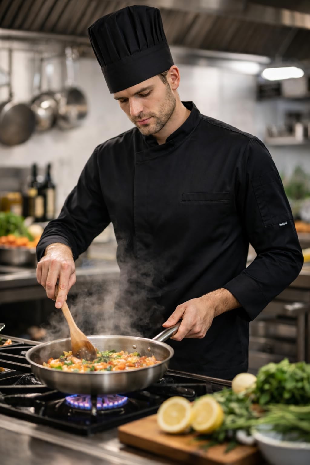 PALLTEX NORI LS Veste De Cuisine pour Homme À Manches Longues | Vêtement De Chef Professionnel Homme | Chef Uniforme À Manches Longues