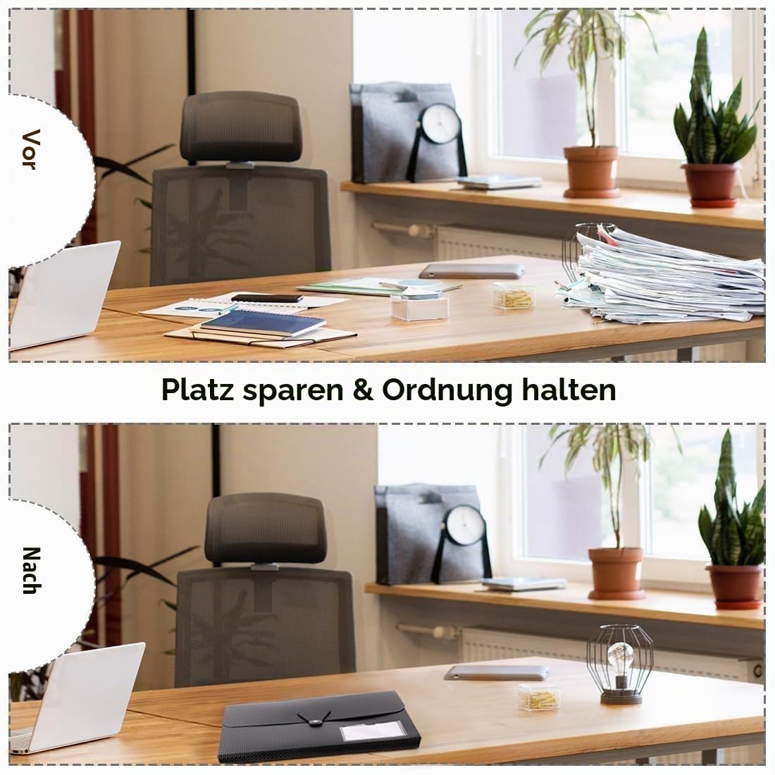 SKYDUE Fächermappe, Akkordeon-Aktenordner mit 13 Taschen für A4/Briefpapier, Akkordeon-Ordner mit Etiketten, Dokumentenquittungs-Organizer für Büro, Schule, Zuhause