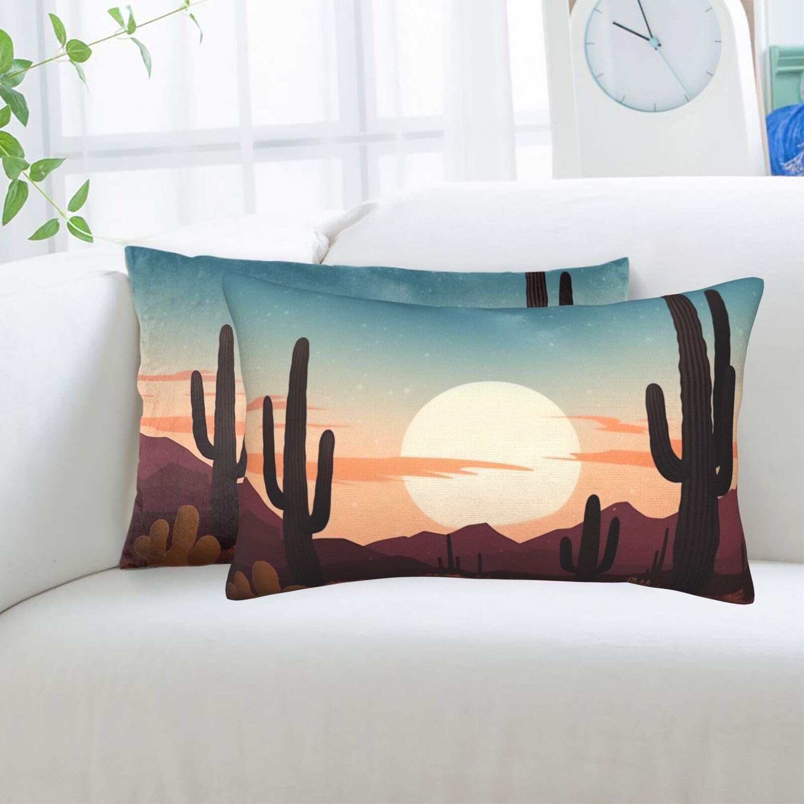 Desert with Cactus Standard Pillowcases Sets of 2, Ultra Soft Microfiber Plush Pillow Cases 20"X30" Comfort Decorative Throw Pillow Cover with Hidden Zipper for Bedroom, Sofa, Couch