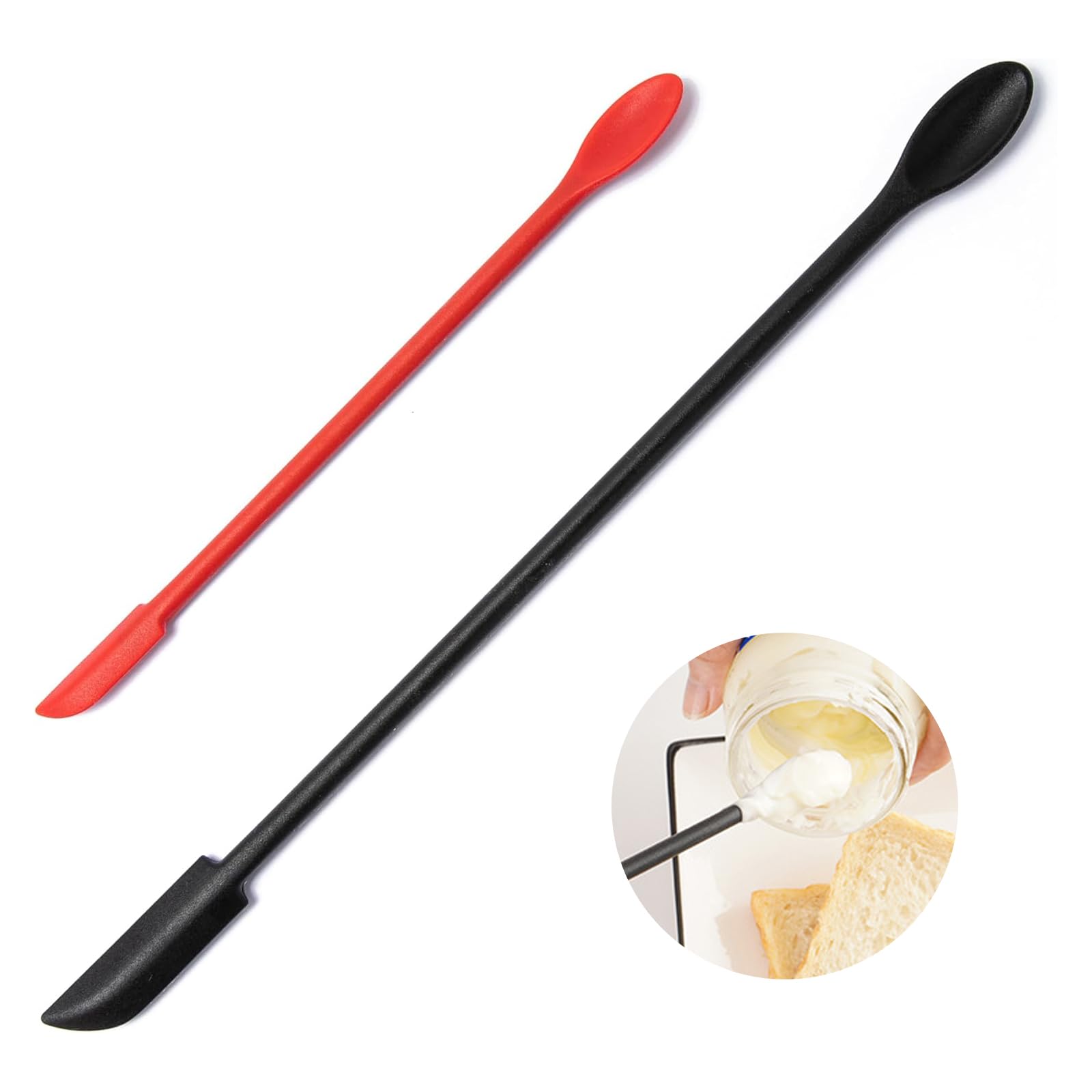 2 Pcs Mini Spatula Silicone Spatula Set, Small Makeup Scrapers for Cosmetics, Reusable Beauty Tiny Tools, Thin Jar Scraper