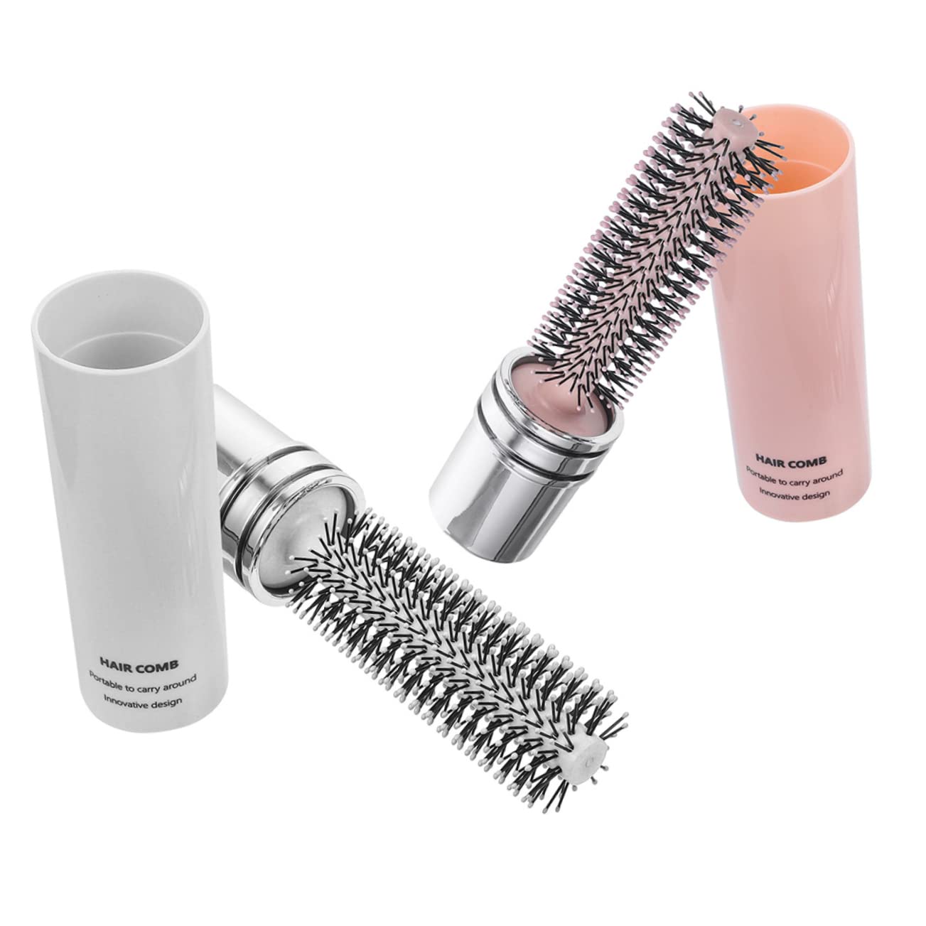Happyyami Cepillo de Pelo Redondo Portátil para Mujer, 2 Piezas, Material Abs, Ligero y Compacto, Previene Enredos y Moldea Rápido en Viajes