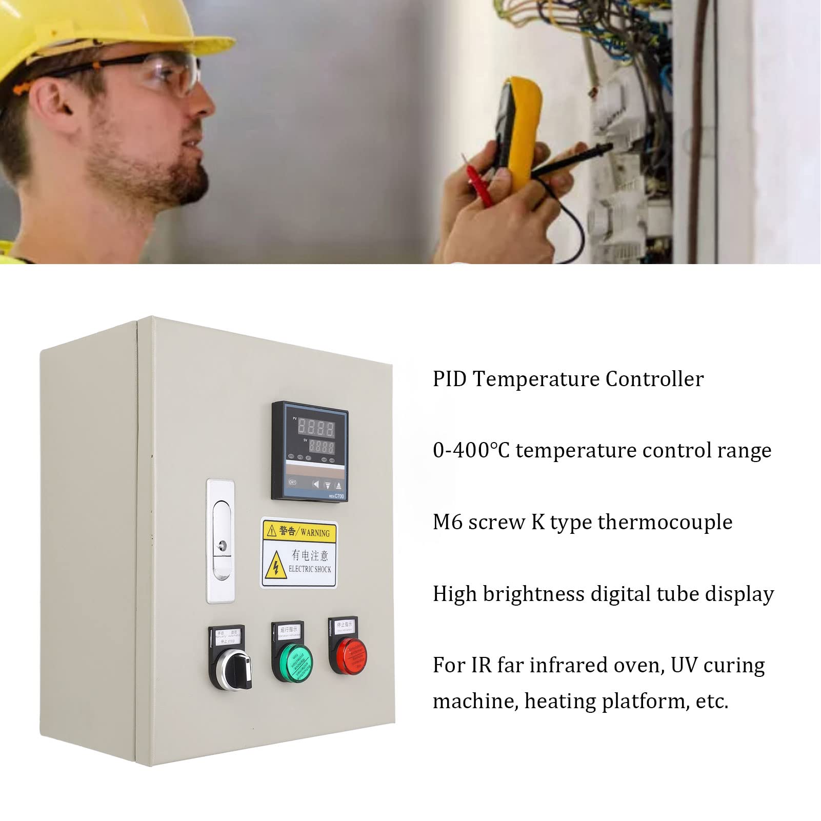 Inteligentny kontroler temperatury z termoparą cyfrową pudełko termostatowe PID - 380VAC 3 faza 7,5 kW - Precyzyjna regulacja temperatury - Przemysłowe systemy grzewcze -