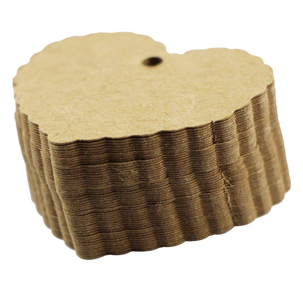 Lot De 100 Étiquettes Cœur Kraft Rose Et Rouge - Glücksbringer Avec Corde De 10m - Parfait Pour Mariage, Anniversaire Et Noël
