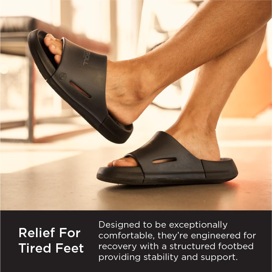 ROLL Recovery Men's Sports Recovery Slides | Helps Relieve Pressure on Achilles Tendon and Plantar Fasciitis SUPERPLUSH - Image 7