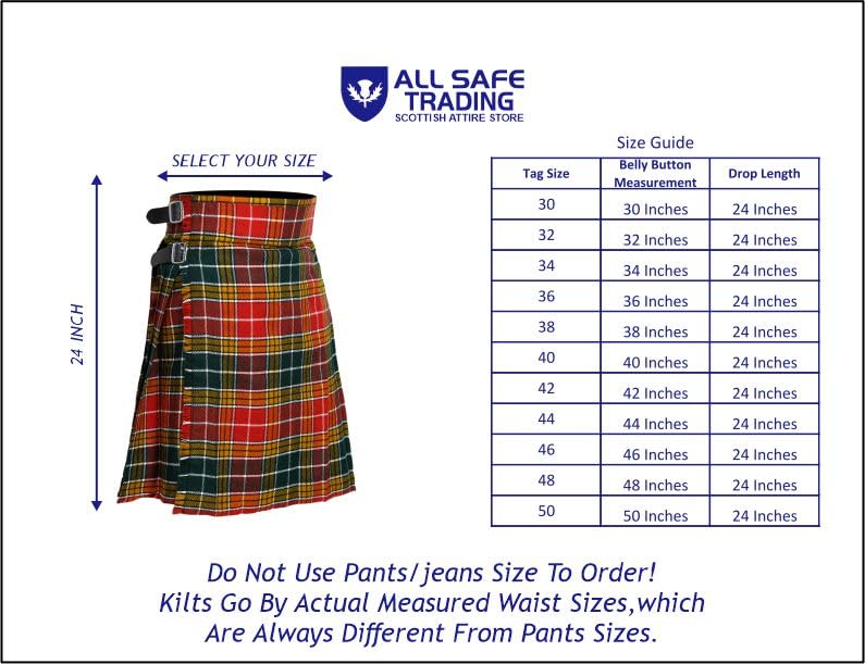 Men's 5 Yard Scottish Tartan Kilt – Highland Wedding Outfit, Scottish Costume Kilts for Men4