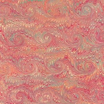 Handmade Italian Marble Paper- Scroll Swirls Red 19.5 x 27" Sheet