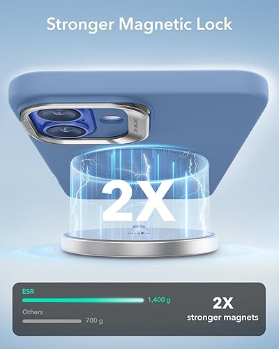 Vista 694 de ESR - Funda para iPhone 15 compatible con MagSafe, funda protectora de grado militar con soporte integrado, cubierta trasera resistente a