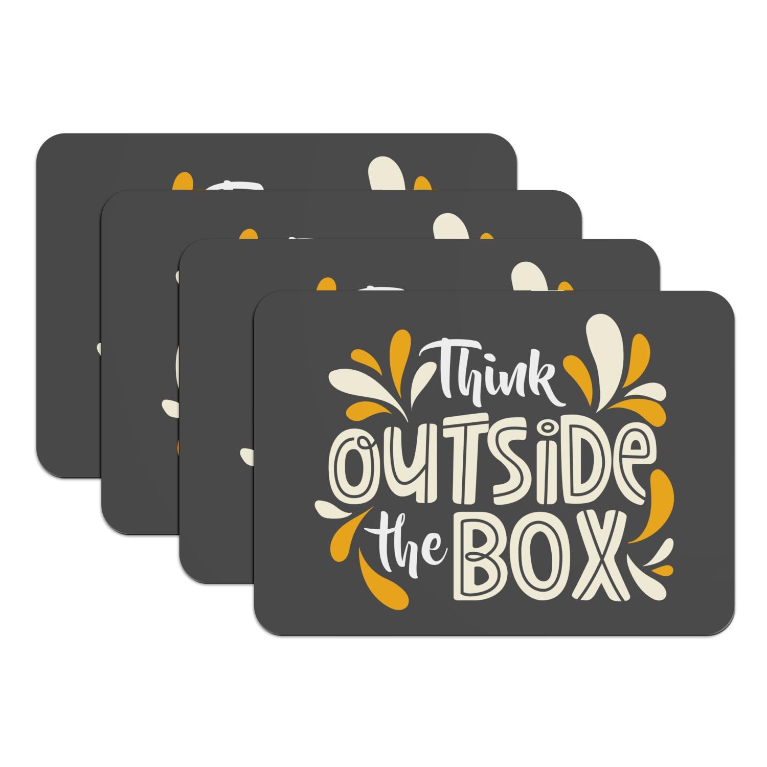 Set de table noir en caoutchouc 39,5x28,5 cm Think Outside The Box x4