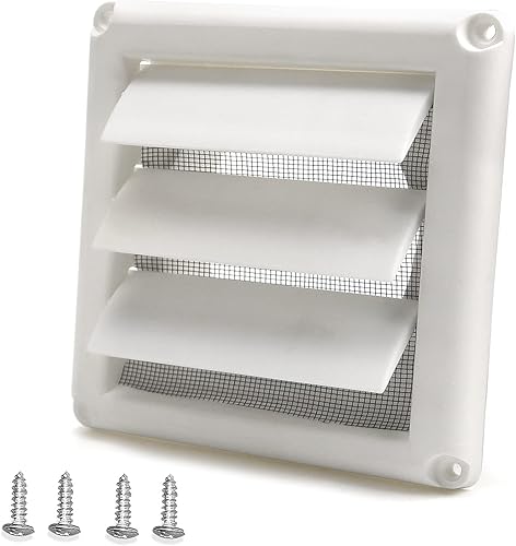 Miniatura 6 de Cubierta de ventilación de plástico de 4 pulgadas para secadora de casa con pantalla de protección de rejilla de plagas incorporada de aluminio,