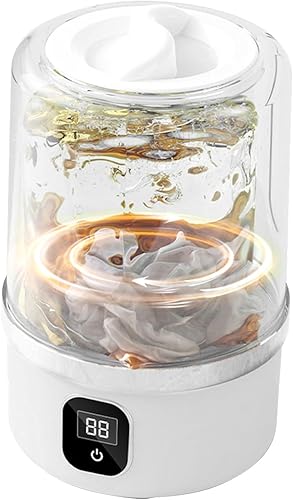 Miniatura 9 de Mini lavadora portátil, 4.92 x 4.92 x 7.87 pulgadas, lavadora para limpieza de ropa interior, aparato de limpieza recargable con diseño compacto,