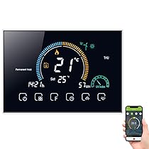 Decdeal Termostato WiFi per Caldaia a Gas – Controllo App Vocale, LCD Retroilluminato Visualizzazione dell’umidità e UV,Termostato Programmabile Compatibile con Alexa Google Home