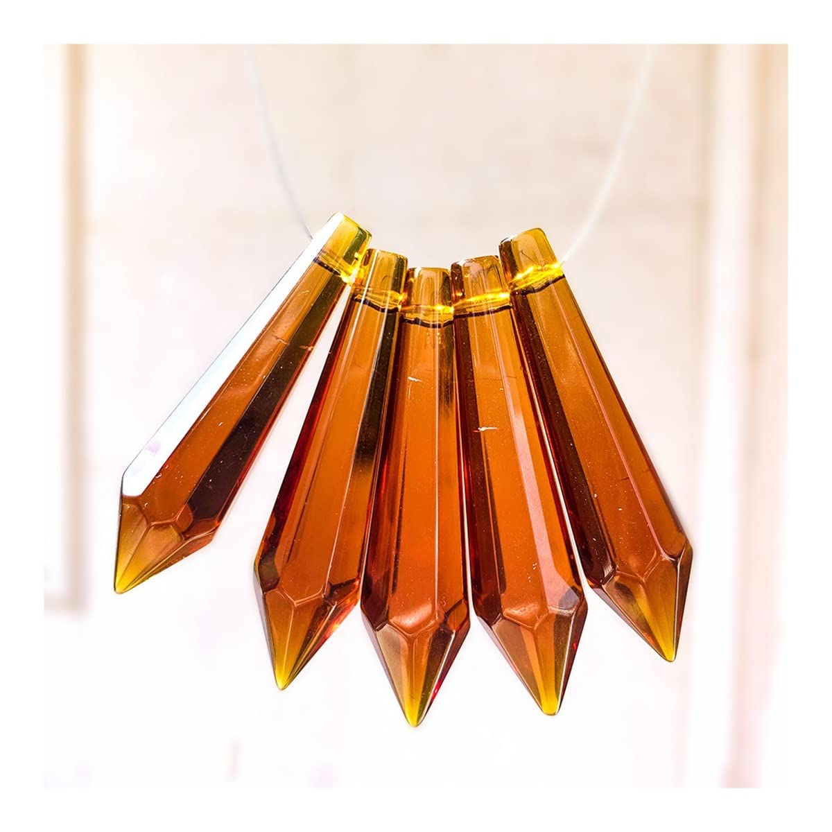 YUZGUHEY 50PCS Crystal Beads Chandelier Crystals Lamp Prisms for Decor Hanging Pendant Lighting Replacement Parts