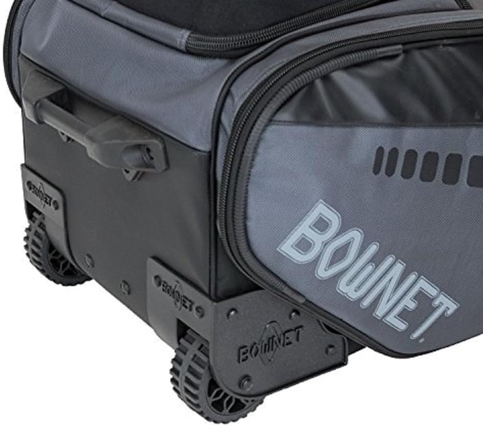 Bownet Commander Catcher’s Gear Bag with Wheels – Heavy Duty Rolling Baseball & Softball Equipment Bag, 14 Pockets, Helmet Case, Big Trax Wheels, Travel Approved