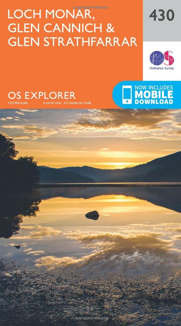 Ordnance Survey Unisex Orange Explorer 430 Loch Monar, Glen Cannich & Glen Strathfarrar Map With Digital Version