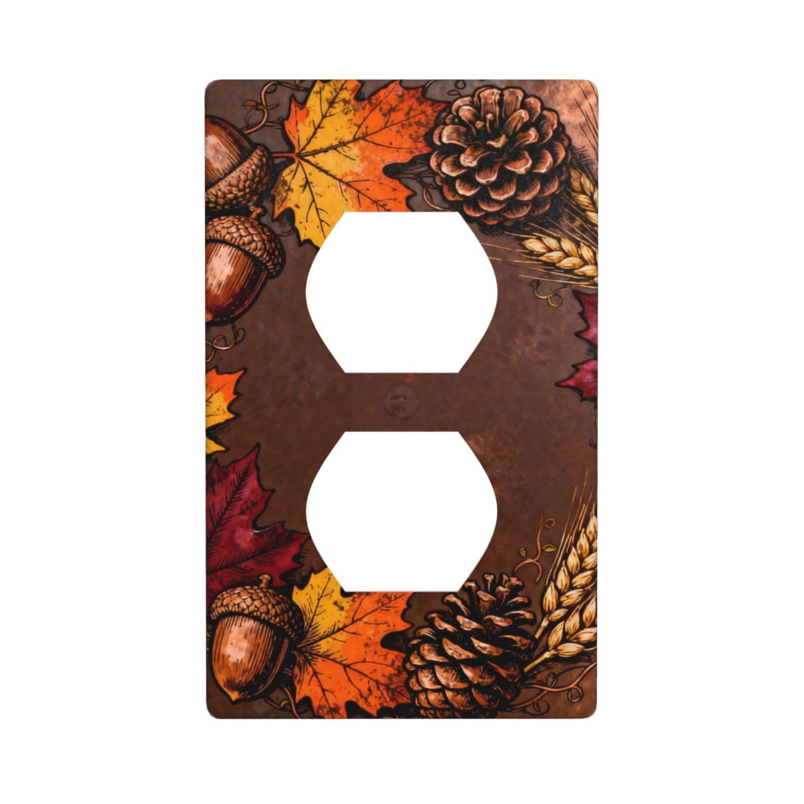 Cntdbu White Autumn Wreath Unbreakable Polycarbonate Switch Plate-1 Gang Screwless Wall Plate For Home Office