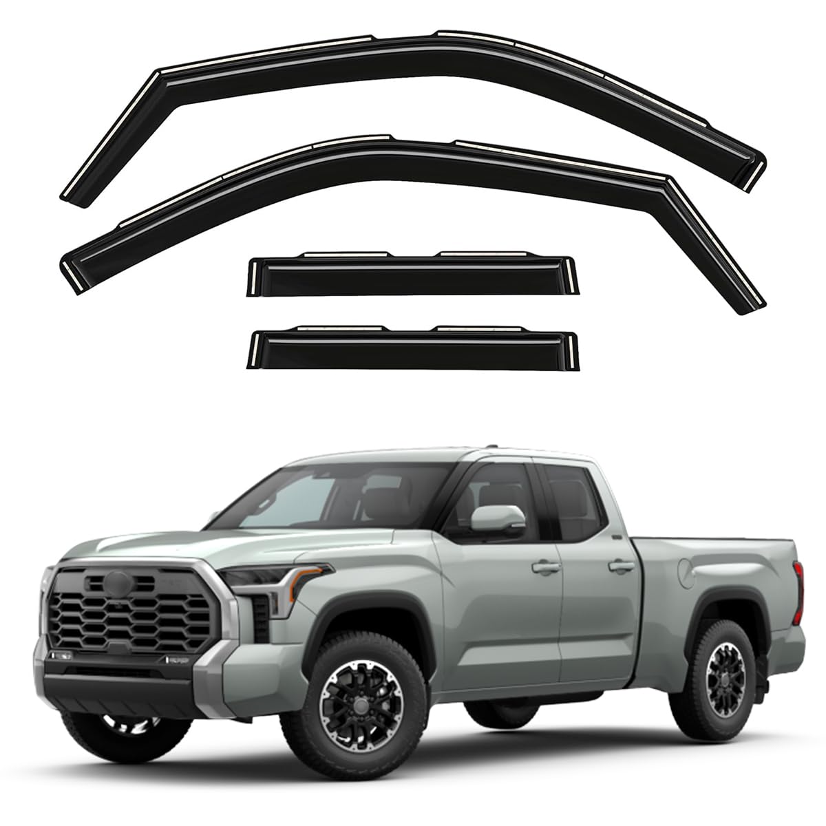in-Channel Window Visors for Toyota Tundra Double Cab 2022 2023 2024?Rain Guards Sun Shields Window Deflector Wind Vent Visors?4PCS