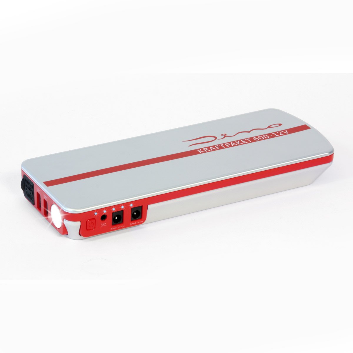 Dino KRAFTPAKET 12V-600A Starthilfegerät 66.6Wh 18000mAh | KFZ Starthilfe Powerbank für Diesel & Benziner | Autobatterie Motorradbatterie |Blei-Säure, GEL, EFB, AGM-Batterie | Für Auto Motorrad Boot
