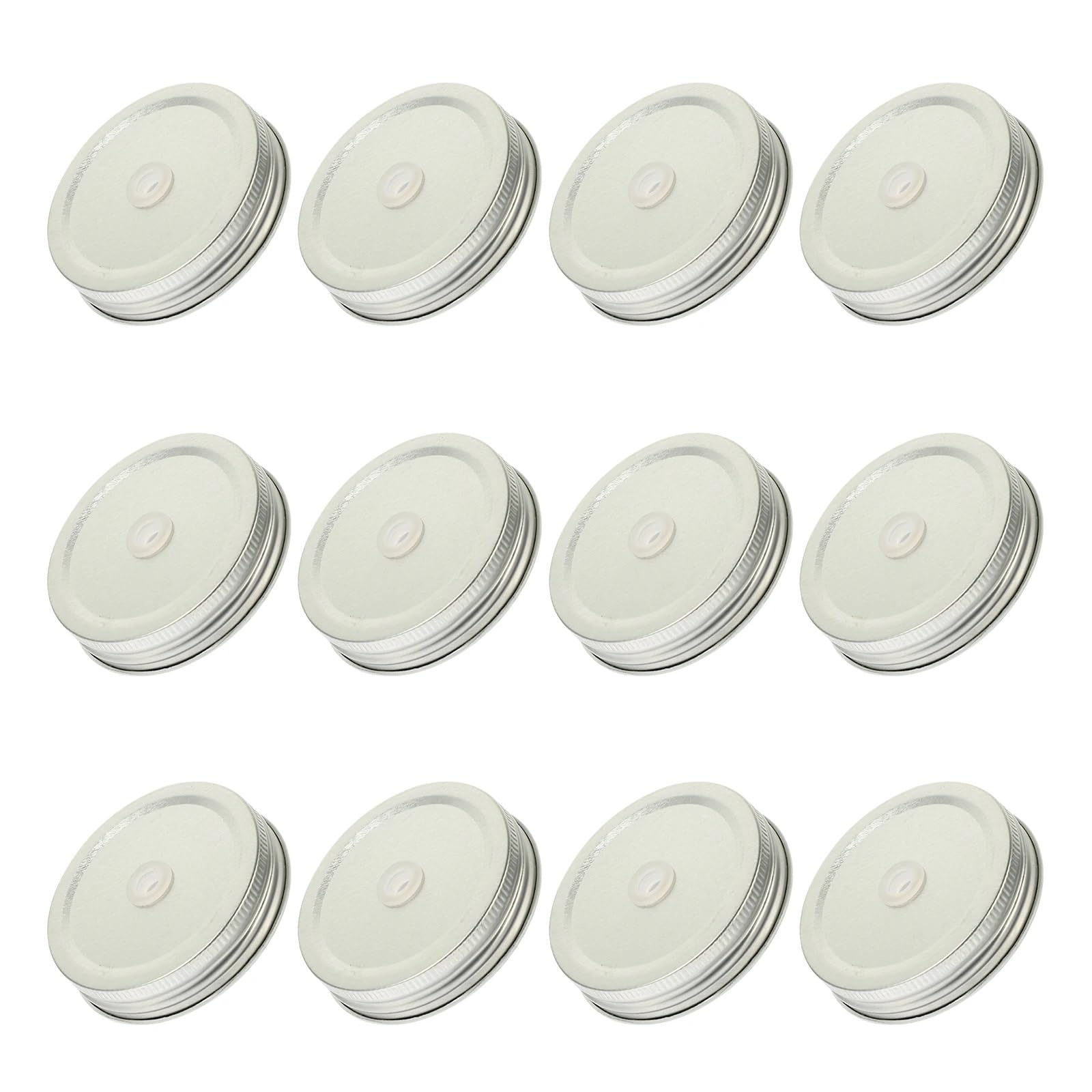 Mason Jar Lids 24Pcs 7cm Jar Lids with Straw Hole for Easy Drinking & Storage