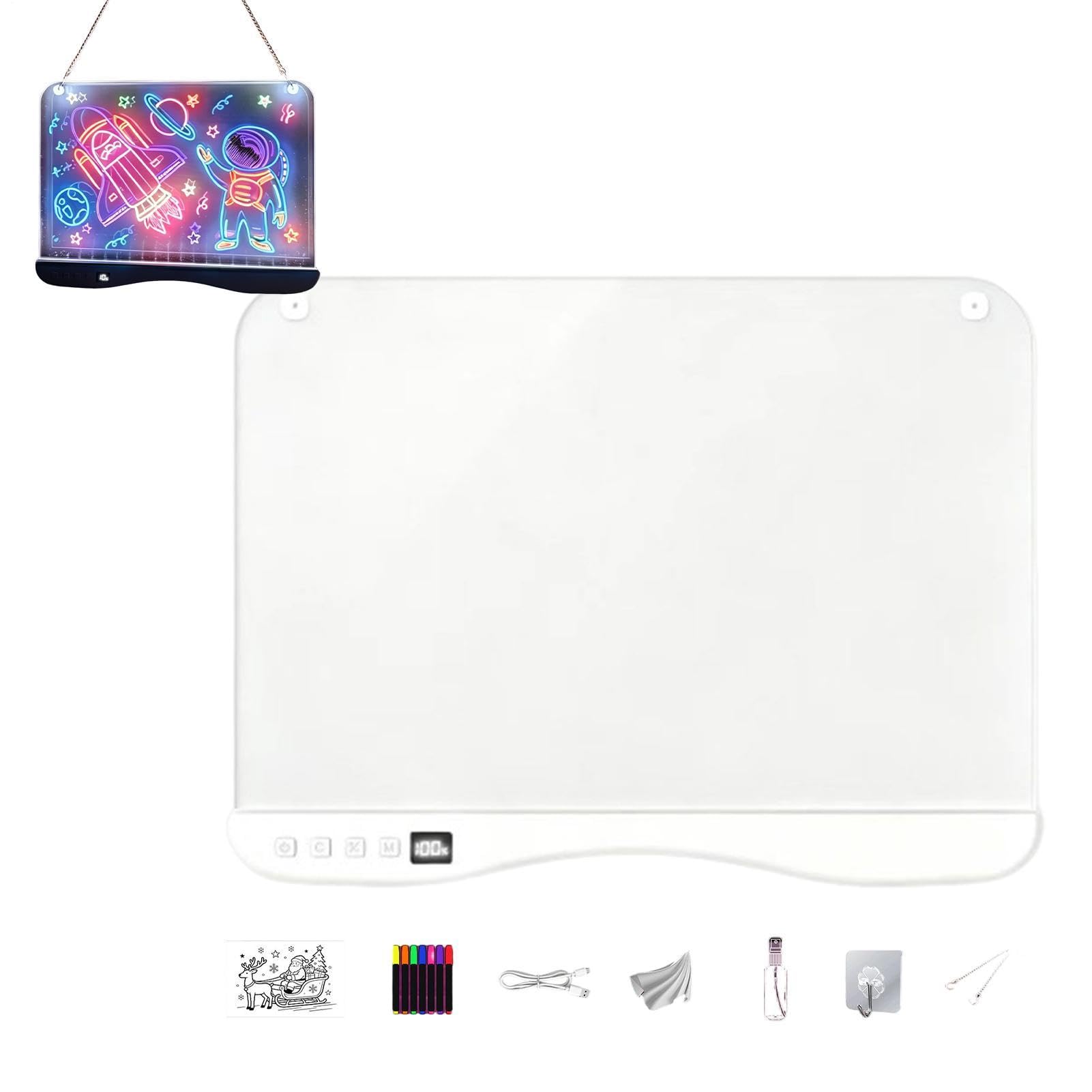 Pizarra Luminosa Para Dibujo 9 Colores Bloc Garabatos Neón Recargable Y