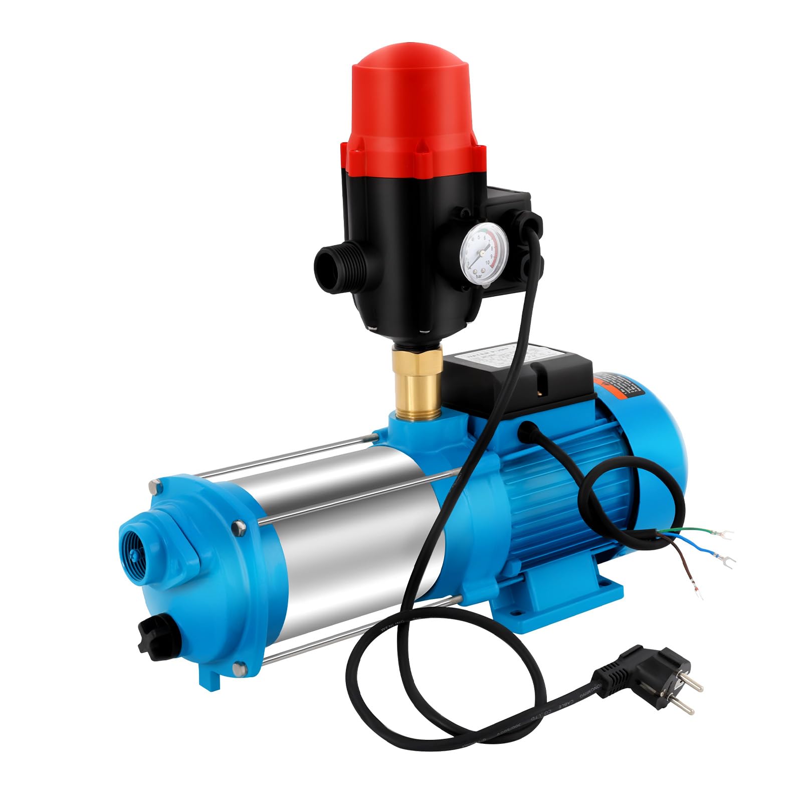 Bomba centrífuga de agua, 1300 W, 4000 L/H, bomba de jardín con interruptor de presión, altura de 98 m, 9,8 bar, altura de aspiración de 8 m, bomba de agua doméstica con interruptor de protección del