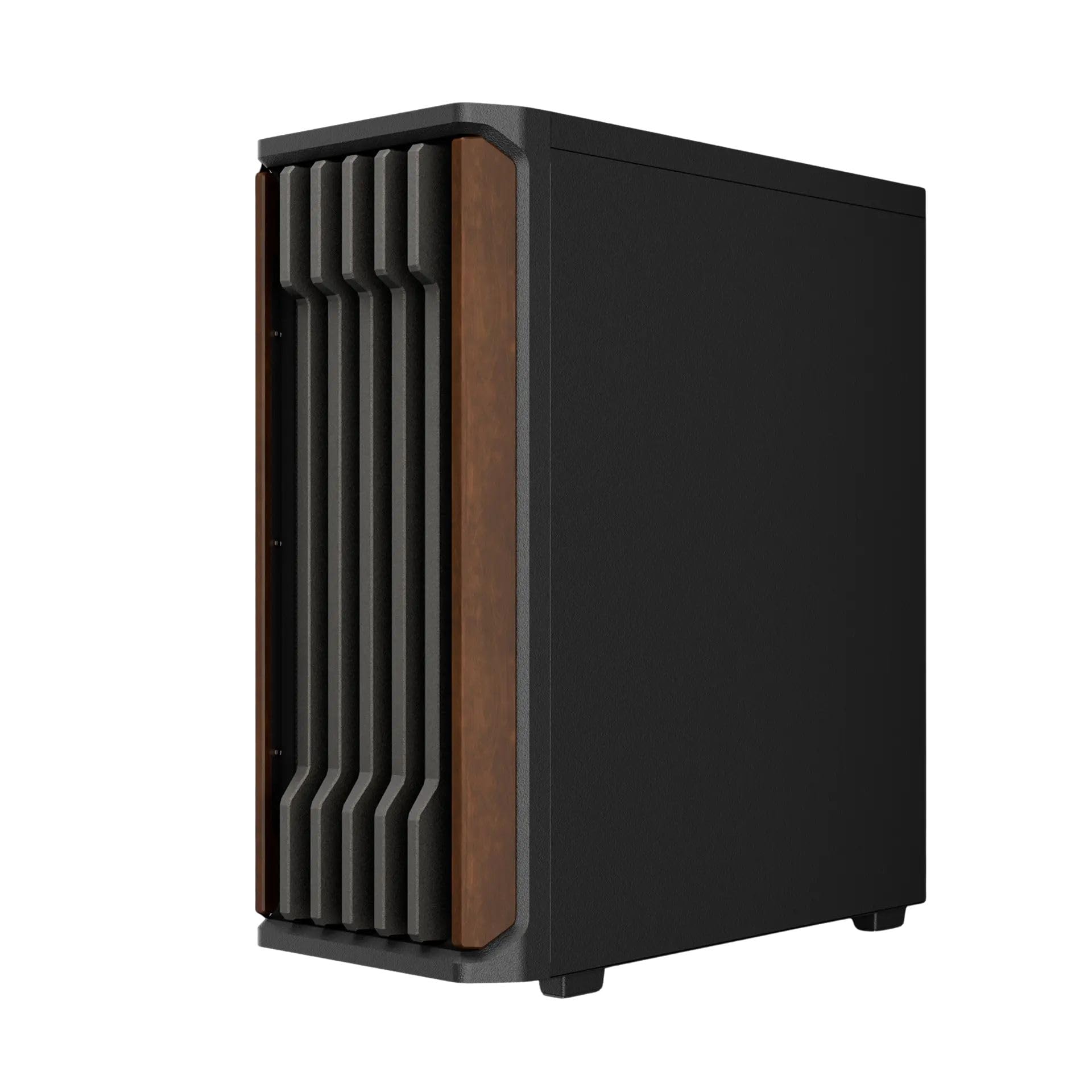 GAMDIAS AURA GC11 WOOD ATX - Carcasa para PC de media torre para juegos, panel frontal de malla de nogal, 4 ventiladores de 120 mm, filtro magnético contra el polvo, vidrio templado, instalación sin
