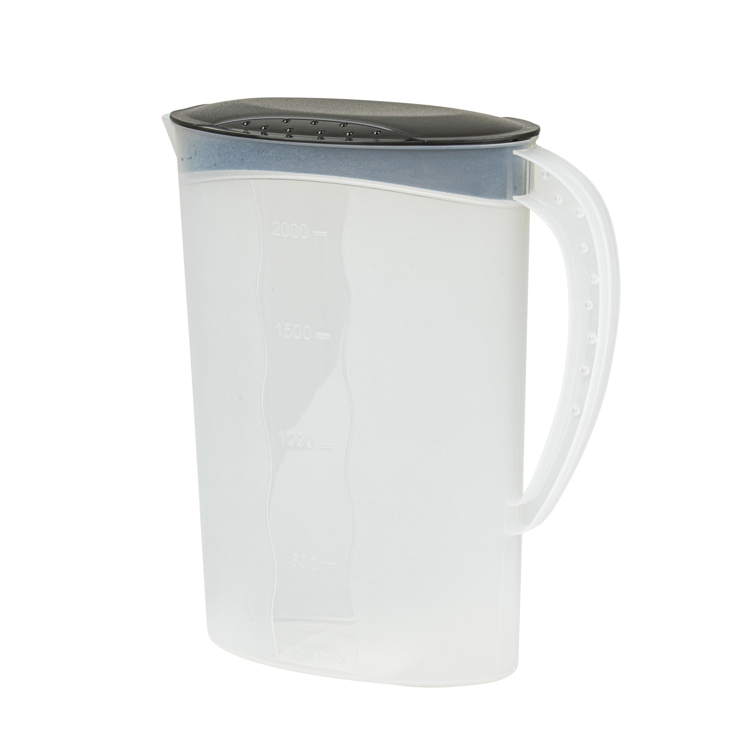 keeeper Dzbanek do soku z pokrywką, 2 l, polipropylen, 9,5 x 18,5 x 24,5 cm, Sara, czarny/przezroczysty