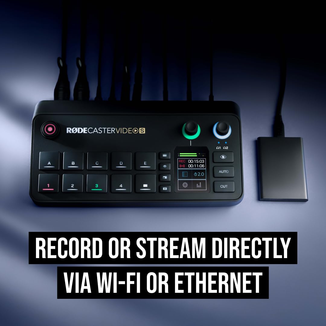 RØDE RØDECaster Video S – Video switcher per podcast e interfaccia audio – multi-camera, 4 ingressi video (HDMI e USB), 1080p60, scene da più sorgenti