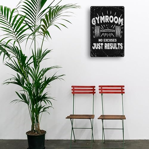 Miniatura 6 de Letrero de metal para sala de gimnasio, carteles motivacionales para gimnasio, sala de gimnasio, sin excusas solo resultados, carteles de gimnasio