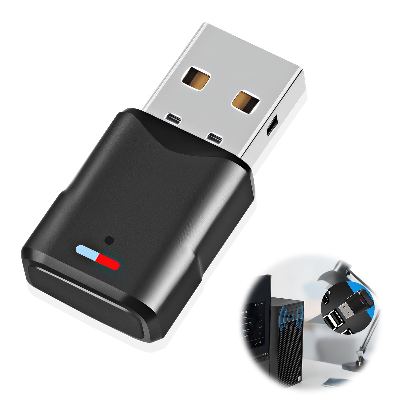 Adattatore USB Bluetooth 5.3 per PS5/PS4/SwitchConsole/PC, Dongle Dual Accoppiamento a bassa latenza Chiave Trasmettitore Ricevitore Audio Wireless per Windows/Macos/Cuffie/Altoparlanti