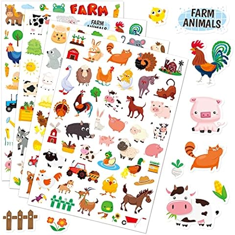 Farm Animal Stickers Cute Farm Barnyard Cow Sheep Horse Decal Sticker 875 Counts Party Gifts Goodie Bags Decor School Reward Birthday Party Favors Water Bottle Sticker Laptop Invitation Decor Cover