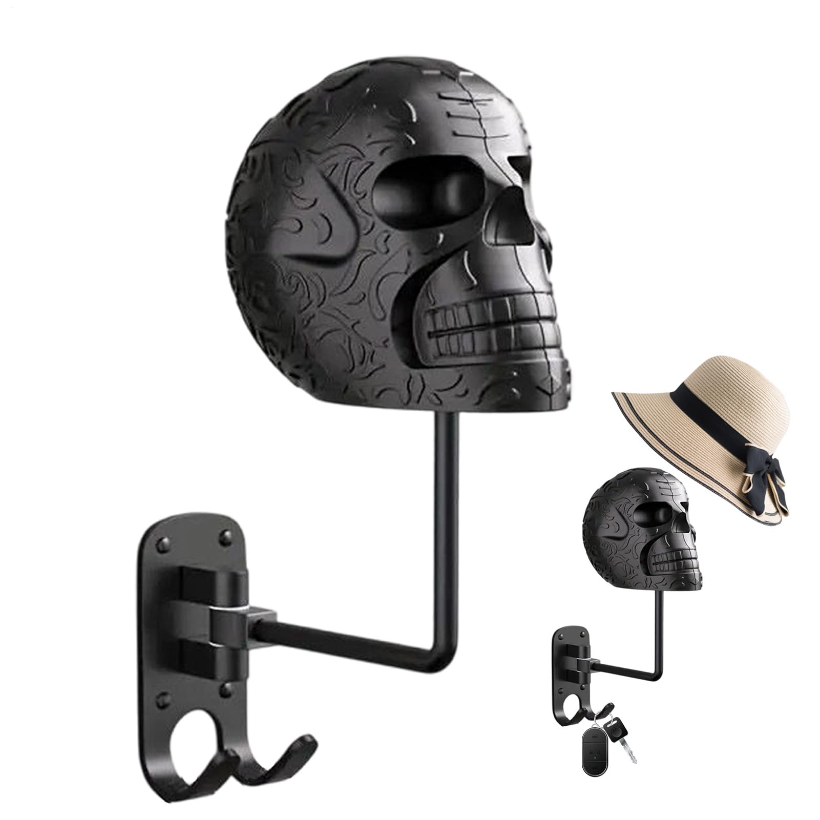 Support mural pour casque de moto au design cowboy en métal sculpté