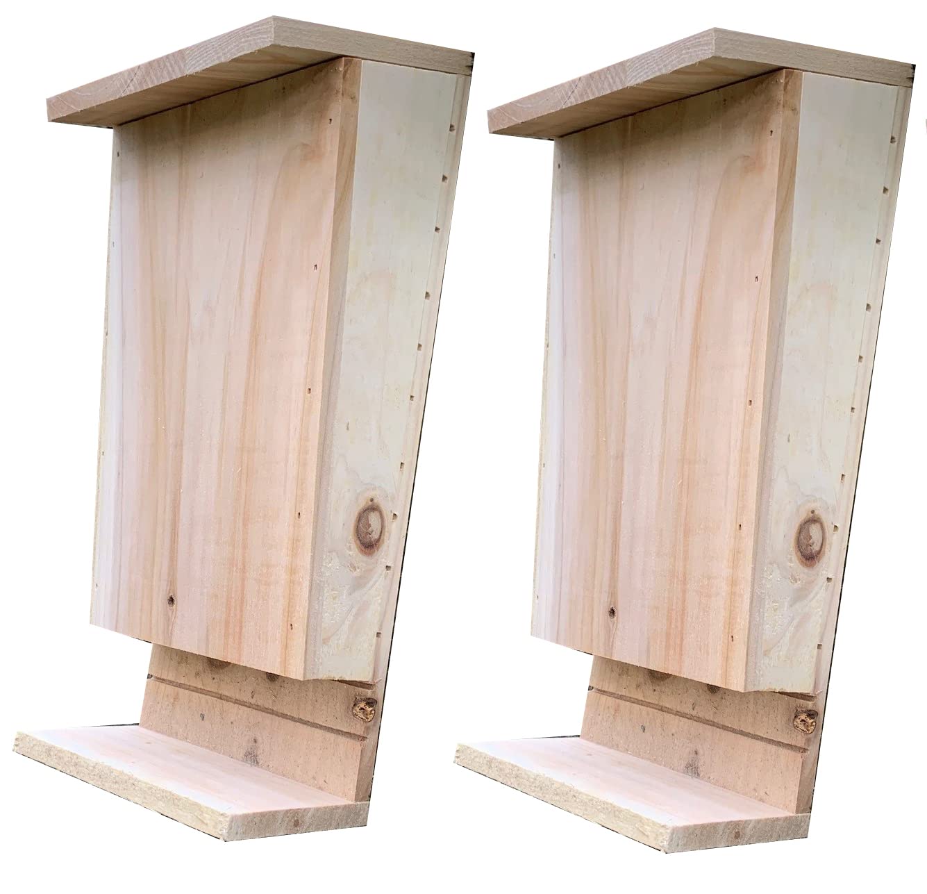 Selections Wooden Bat Box House with Landing Perch and Grooved Interior - Pack of 2