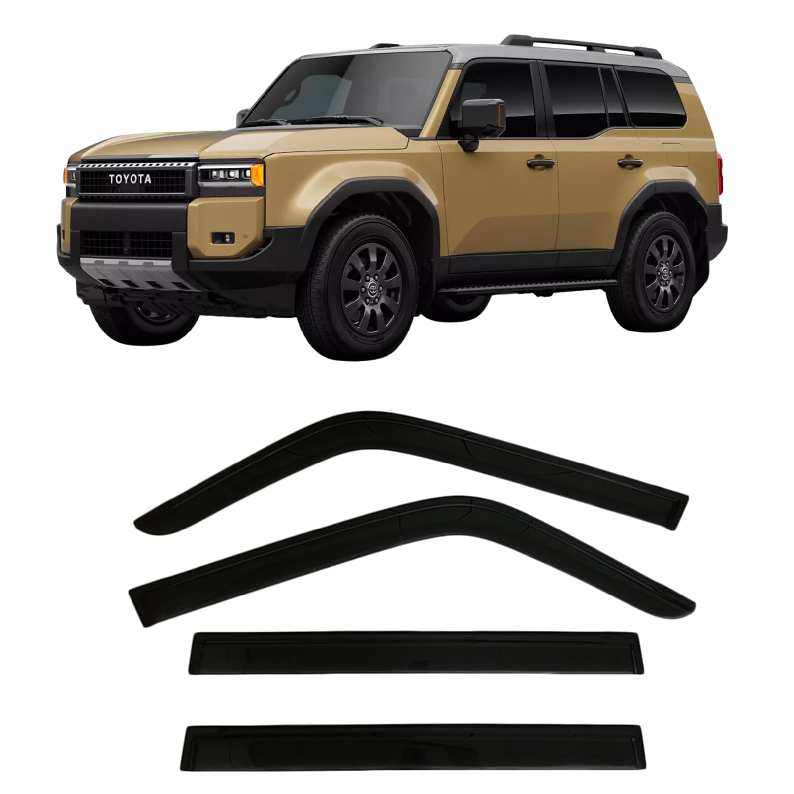 2024-2026 Tape-On Side Window Rain Guards for Toyota Land Cruiser Visor Deflectors First Edition 1958 J250 2025